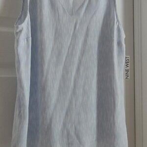 Women’s Nine West Essential V-Neck Tank - Light Blue / White-M